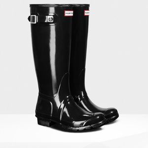 Tall Gloss Black Hunter Boots